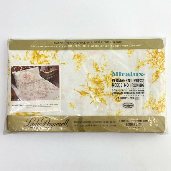 Pepperell Other - Lady Pepperell Miralux Vintage Double Fitted Sheet Floral MCM Retro Decor NEW